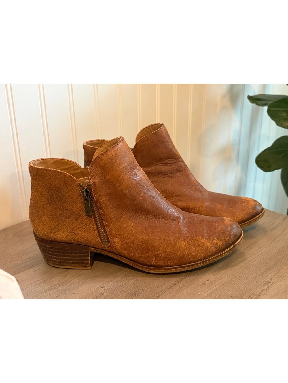 Lucky Brand Basel Boot Leather Upper Size 9 Tan/Brown